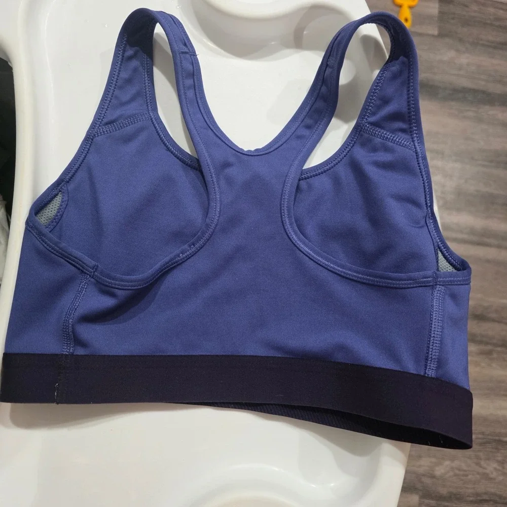 Nike‎ Dri-FIT Womens Sports Bra Small Blue Purple Racerback Swoosh Logo Gym Yoga